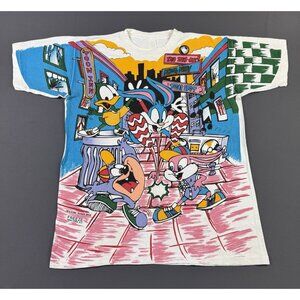 Rare Vintage 90s Tiny Toons Art 1994 Freeze AOP Cartoons Show Movie Large